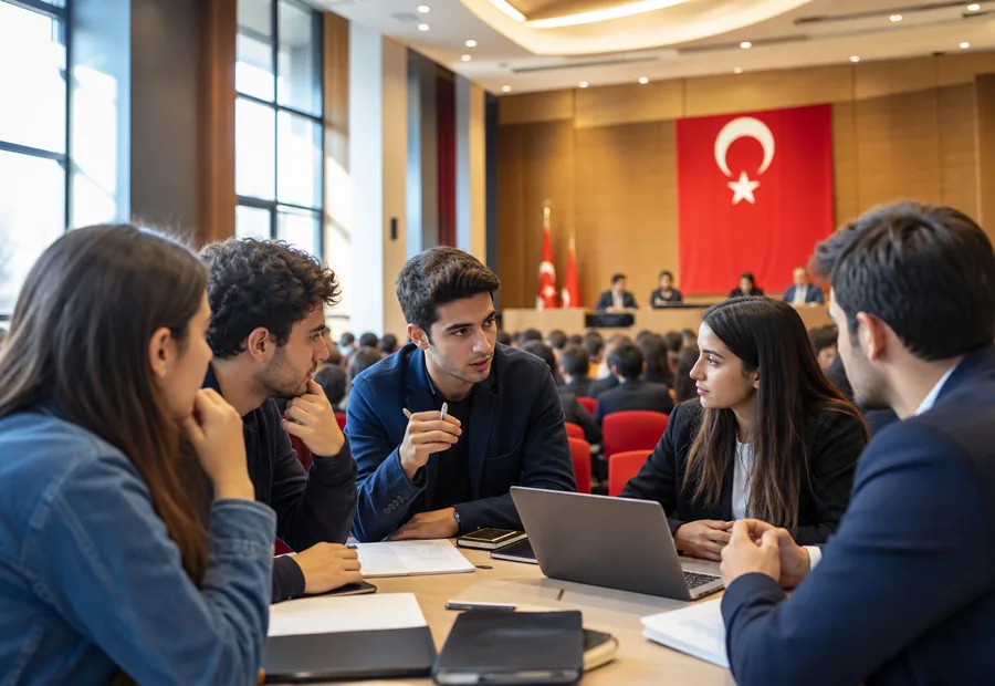 Gençlerin katılımını temsil eden modern siyasi çalışma toplantısı